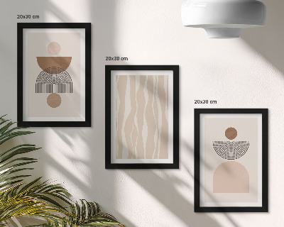 Tríptico enmarcado Formas abstractas en tonos marrones y beige.
