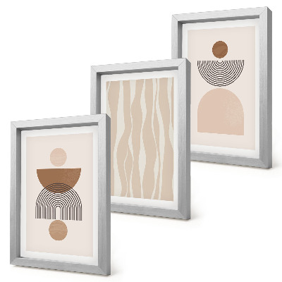 Tríptico enmarcado Formas abstractas en tonos marrones y beige.