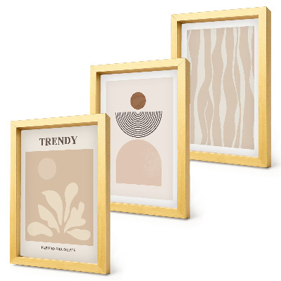 Juego de 3 cuadros decorativos Elegantes composiciones abstractas en tonos beige.