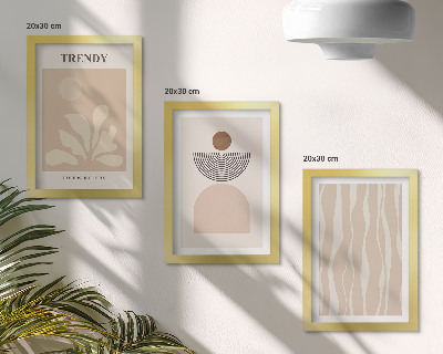 Juego de 3 cuadros decorativos Elegantes composiciones abstractas en tonos beige.