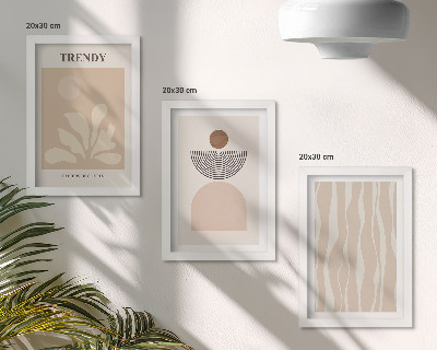 Juego de 3 cuadros decorativos Elegantes composiciones abstractas en tonos beige.