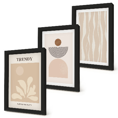 Juego de 3 cuadros decorativos Elegantes composiciones abstractas en tonos beige.