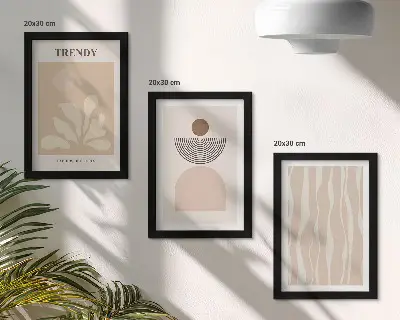 Juego de 3 cuadros decorativos composiciones abstractas elegantes en tonos beige