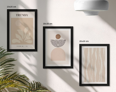 Juego de 3 cuadros decorativos Elegantes composiciones abstractas en tonos beige.