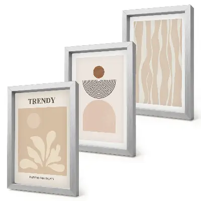 Juego de 3 cuadros decorativos composiciones abstractas elegantes en tonos beige