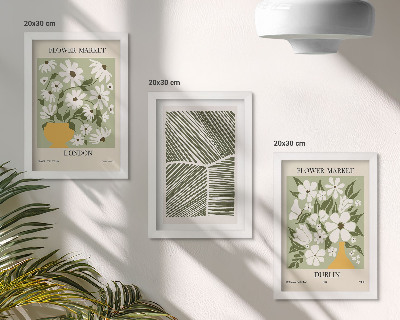 Tríptico enmarcado Diseños florales Londres y Dublín líneas abstractas