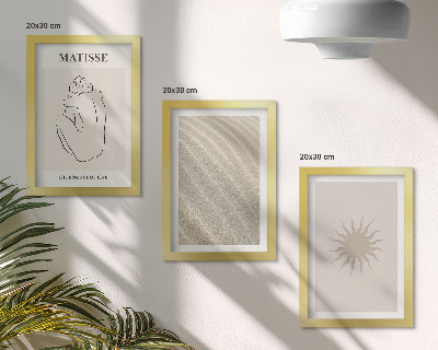 Juego de 3 cuadros decorativos Líneas minimalistas, arena, olas y sol.