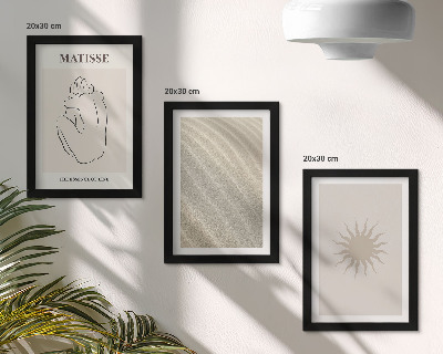 Juego de 3 cuadros decorativos Líneas minimalistas, arena, olas y sol.