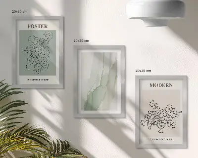 Juego de 3 cuadros decorativos con diseño de flores en un jarrón de estilo moderno y minimalista
