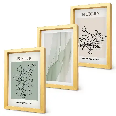 Juego de 3 cuadros decorativos con diseño de flores en un jarrón de estilo moderno y minimalista