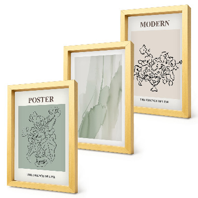 Juego de 3 cuadros decorativos Flores en un jarrón de estilo moderno y minimalista.