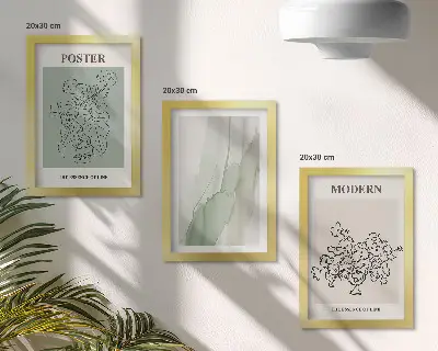 Juego de 3 cuadros decorativos con diseño de flores en un jarrón de estilo moderno y minimalista
