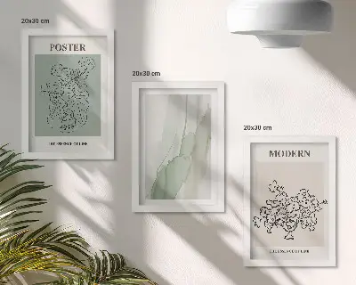 Juego de 3 cuadros decorativos con diseño de flores en un jarrón de estilo moderno y minimalista