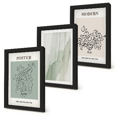 Juego de 3 cuadros decorativos Flores en un jarrón de estilo moderno y minimalista.