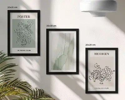 Juego de 3 cuadros decorativos con diseño de flores en un jarrón de estilo moderno y minimalista
