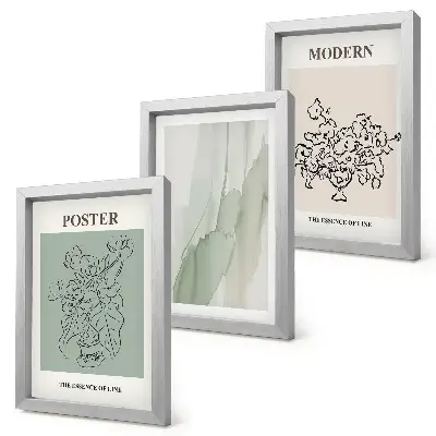 Juego de 3 cuadros decorativos con diseño de flores en un jarrón de estilo moderno y minimalista