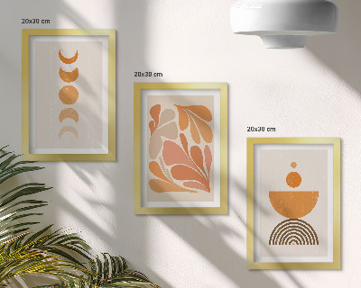 Tríptico enmarcado Formas abstractas en tonos naranjas