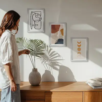 Juego de 3 cuadros decorativos con diseños de formas y colores abstractos