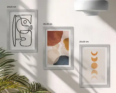 Juego de 3 cuadros decorativos con diseños de formas y colores abstractos