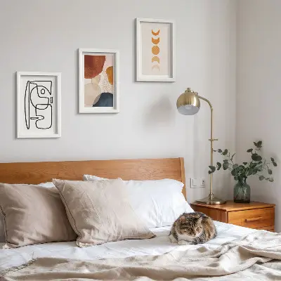 Juego de 3 cuadros decorativos con diseños de formas y colores abstractos