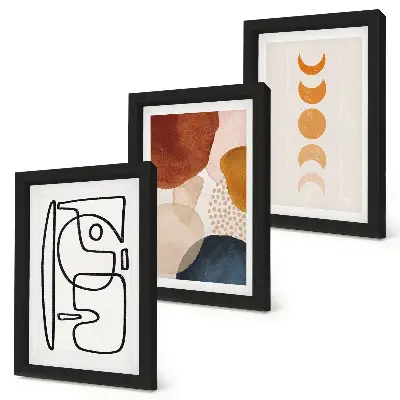 Juego de 3 cuadros decorativos con diseños de formas y colores abstractos