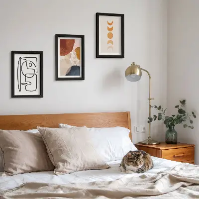 Juego de 3 cuadros decorativos con diseños de formas y colores abstractos
