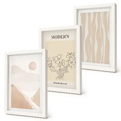 Juego de 3 cuadros decorativos con formas abstractas en colores apagados