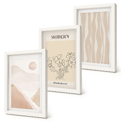 Juego de 3 cuadros decorativos Formas abstractas en colores apagados
