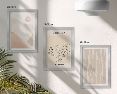 Juego de 3 cuadros decorativos Formas abstractas en colores apagados