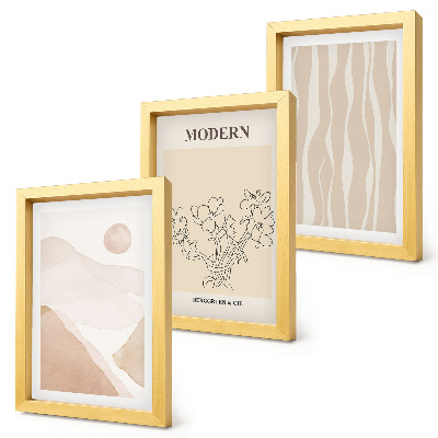 Juego de 3 cuadros decorativos Formas abstractas en colores apagados