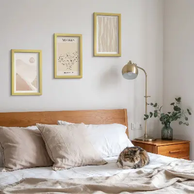 Juego de 3 cuadros decorativos con formas abstractas en colores apagados