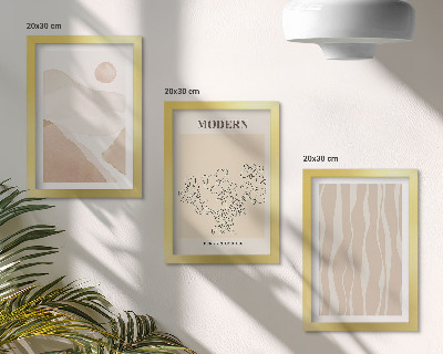 Juego de 3 cuadros decorativos Formas abstractas en colores apagados