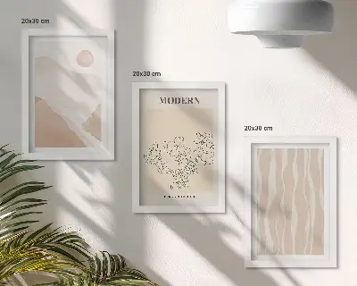 Juego de 3 cuadros decorativos con formas abstractas en colores apagados
