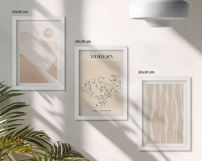 Juego de 3 cuadros decorativos Formas abstractas en colores apagados