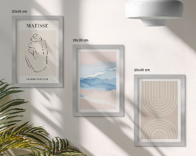 Juego de 3 cuadros decorativos Líneas y ondas en tonos pastel con un toque minimalista.