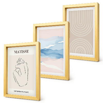 Juego de 3 cuadros decorativos Líneas y ondas en tonos pastel con un toque minimalista.