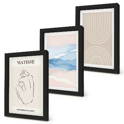 Juego de 3 cuadros decorativos Líneas y ondas en tonos pastel con un toque minimalista.