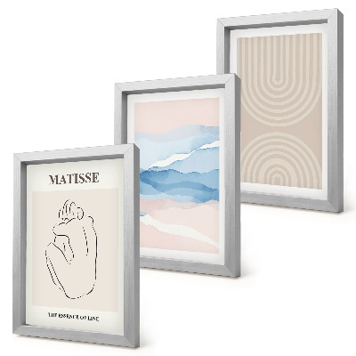 Juego de 3 cuadros decorativos Líneas y ondas en tonos pastel con un toque minimalista.