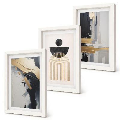 Juego de 3 cuadros decorativos Composición geométrica abstracta y elegante