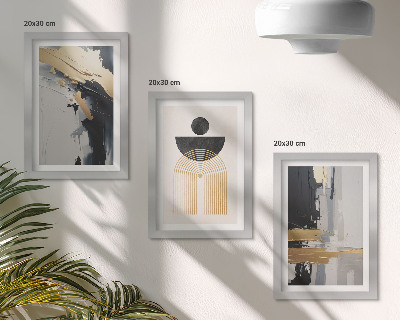 Juego de 3 cuadros decorativos Composición geométrica abstracta y elegante