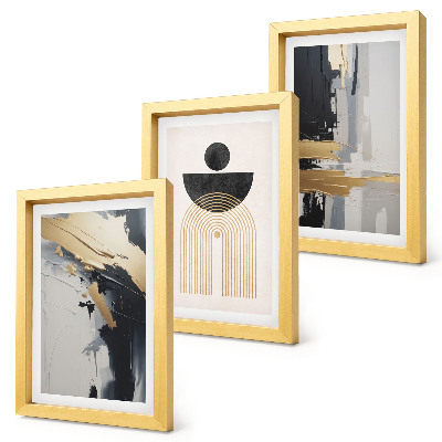 Juego de 3 cuadros decorativos Composición geométrica abstracta y elegante