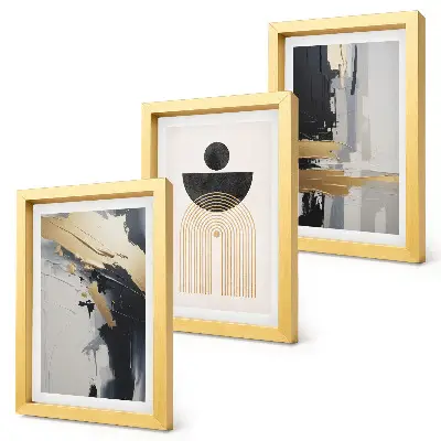 Juego de 3 cuadros decorativos con diseño de composición geométrica abstracta y elegante