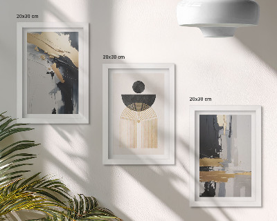 Juego de 3 cuadros decorativos Composición geométrica abstracta y elegante
