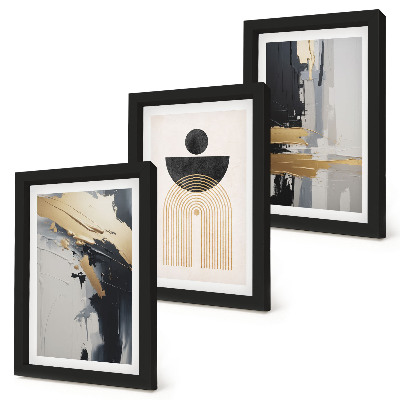 Juego de 3 cuadros decorativos Composición geométrica abstracta y elegante