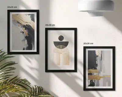 Juego de 3 cuadros decorativos con diseño de composición geométrica abstracta y elegante