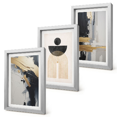 Juego de 3 cuadros decorativos Composición geométrica abstracta y elegante
