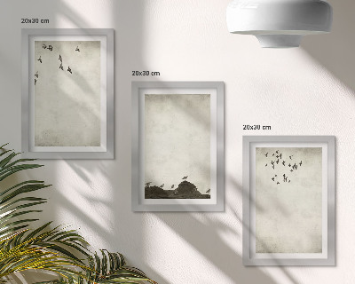 Juego de 3 cuadros decorativos Bandada de pájaros volando al estilo minimalista