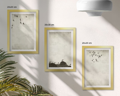 Juego de 3 cuadros decorativos Bandada de pájaros volando al estilo minimalista