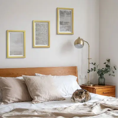 Tríptico enmarcado con estructuras de textura modernas en estilo minimalista