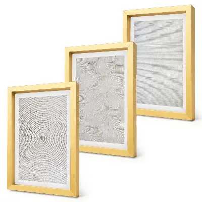 Juego de 3 cuadros decorativos con patrones geométricos modernos en cartón